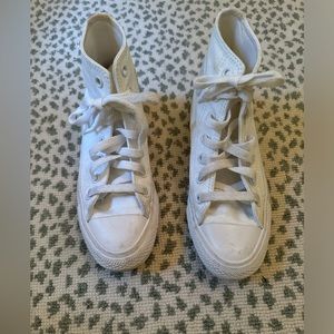 Converse all white high tops